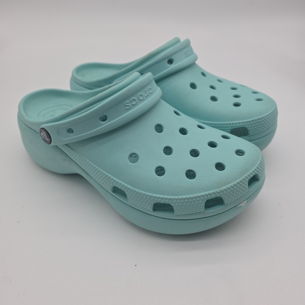 Crocs Shoes Womens 9 Mint Classic Platform Clog Slip On Lightweight Comfort